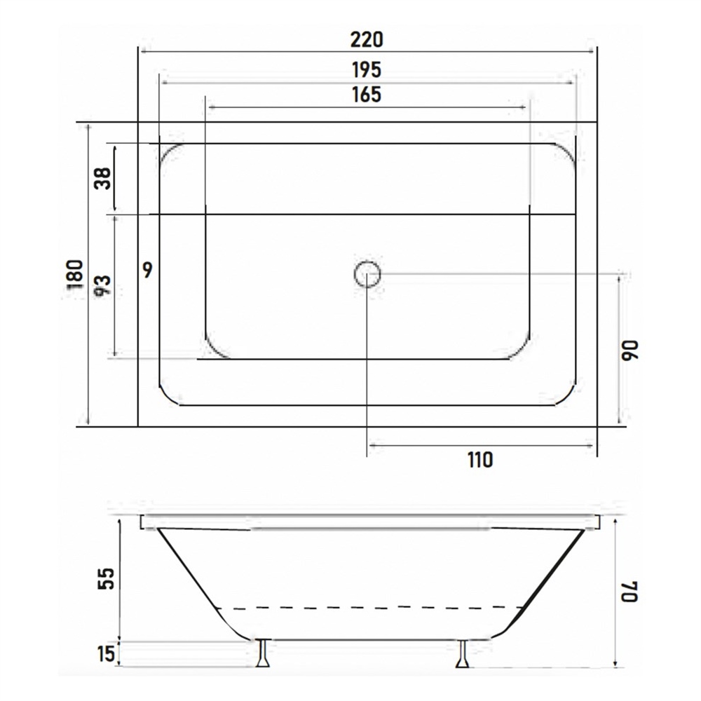 Shower Optimum 220x180 cm 4 Cephe Panelli Spa Düz Oturmalı Küvet