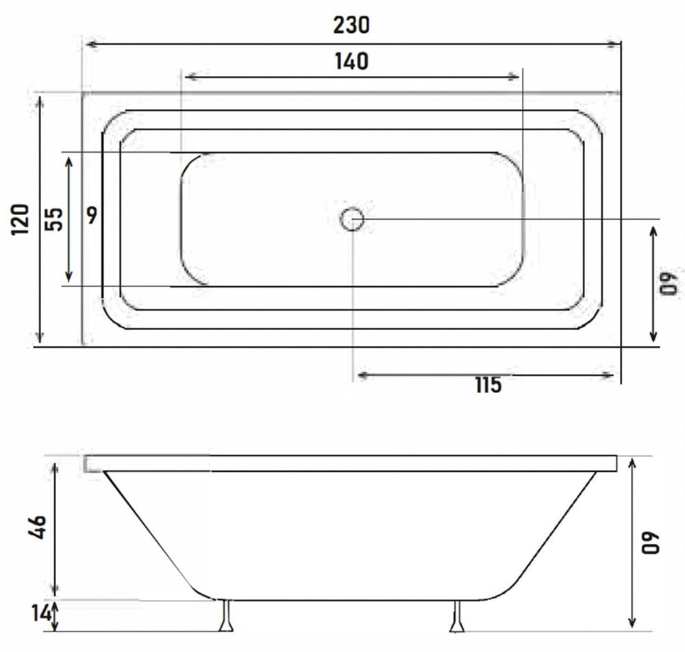 Shower Poleteria 230x120 cm Taşmalı Özel Küvet