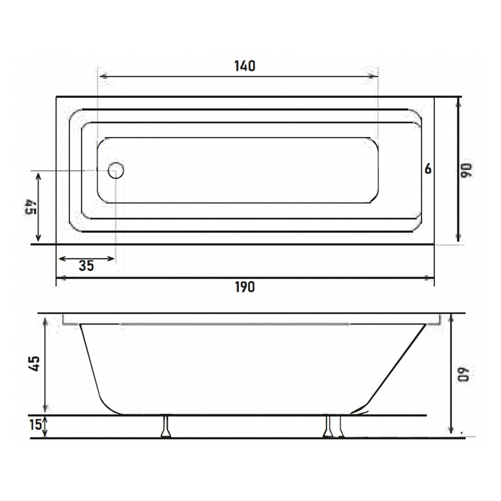 ShowerShower Poleti 190x90 cm Taşmalı Özel Küvet