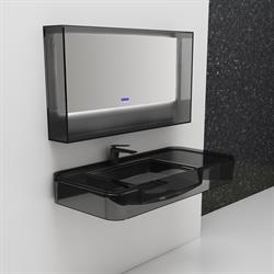 Graffe Solid 80 Cm Şeffaf Cam Lavabo Siyah