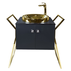 Pure Concept 90 cm Altın Metal Alt Ve Üst Banyo Ünitesi