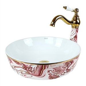 Pure Concept Ebru Pembe Altın Çanak Lavabo