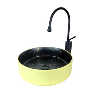 Pure Concept Faralya 40 Cm Sarı Siyah Tezgah Üstü Çanak Lavabo