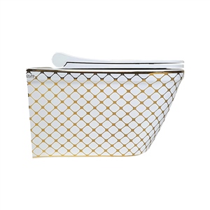 Geometrik Beyaz Altın 52 Cm Kanalsız Asma Klozet