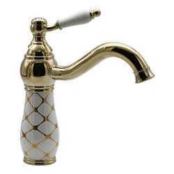Pure Concept Geometrik Beyaz Altın Lavabo Bataryası
