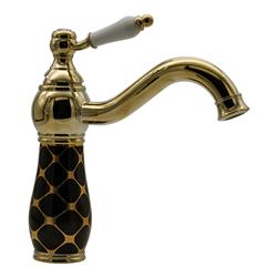 Pure Concept Geometrik Siyah Altın Lavabo Bataryası