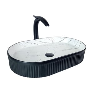 Pure Concept Marmo 58 Cm Mat Siyah Calacatta Tezgah Üstü Çanak Lavabo