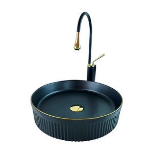 Pure Concept Mat Siyah Altın Çanak Lavabo 42Cm