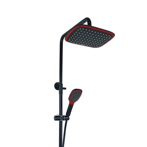 Pure Concept Meridyen Mat Siyah Kırmızı Bataryalı Tepe Duş Seti