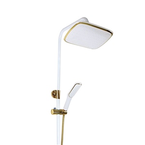 Pure ConceptMetro Şataflı Beyaz Gold Duş Sistemi ve Banyo Bataryası