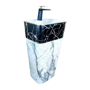 Pure Concept Calacatta Siyah Beyaz Monoblok Lavabo