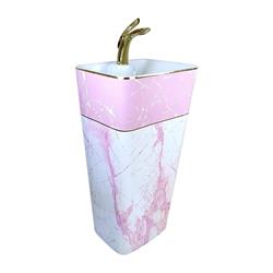 Pure Concept Calacatta Pembe Beyaz Monoblok Lavabo (Outlet)