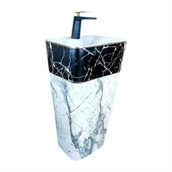 Pure Concept Calacatta Siyah Beyaz Monoblok Lavabo (Outlet)