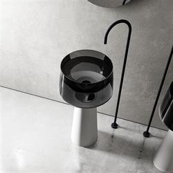 Pure Concept Crystal Şeffaf Siyah Cam Monoblok Lavabo (Outlet)