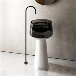 Pure Concept Crystal Şeffaf Siyah Cam Monoblok Lavabo (Outlet)