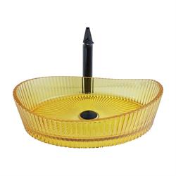 Pure Concept Dekoratif Cam Lavabo Sarı 52 Cm