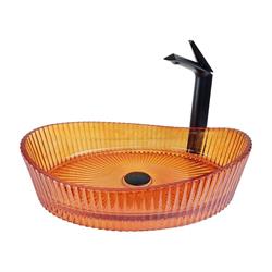Pure Concept Dekoratif Cam Lavabo Kırmızı 52 Cm