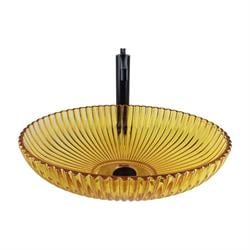 Pure Concept Dekoratif Oval Cam Lavabo Sarı 50 Cm