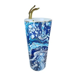 Pure Concept Ebru Mavi Altın Monoblok Lavabo