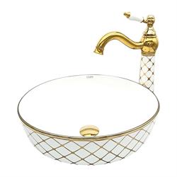 Pure Concept Geometrik Beyaz Altın Çanak Lavabo (Outlet)