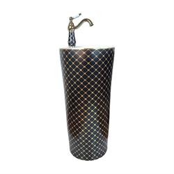Pure Concept Geometrik Siyah Altın Monoblok Lavabo (Outlet)