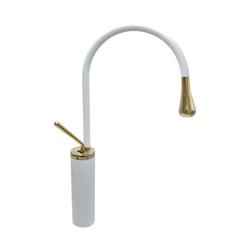 Pure Concept Minimal Beyaz Altın Çanak Lavabo Bataryası
