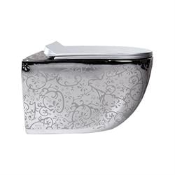 Pure Concept Platin Çiçekli Kanalsız Asma Klozet - Outlet