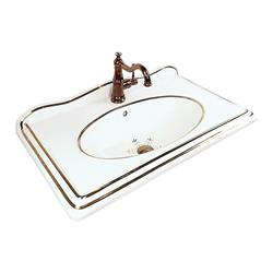 Pure Concept Victorian Beyaz Altın Etajerli Lavabo ( Outlet )