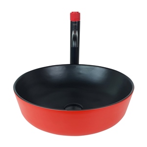 Pure Concept Mat Kırmızı Siyah Oval Tezgah Üstü Çanak Lavabo