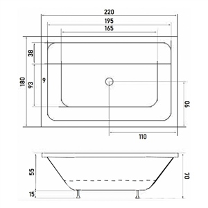 Shower Optimum 220X180 Cm Spa Düz Oturmalı Küvet