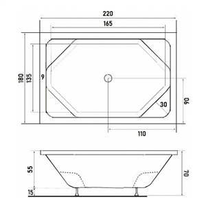 Shower Optimum 230X190 Cm İreko Ahşap Panelli Spa Köşe Oturmalı Küvet