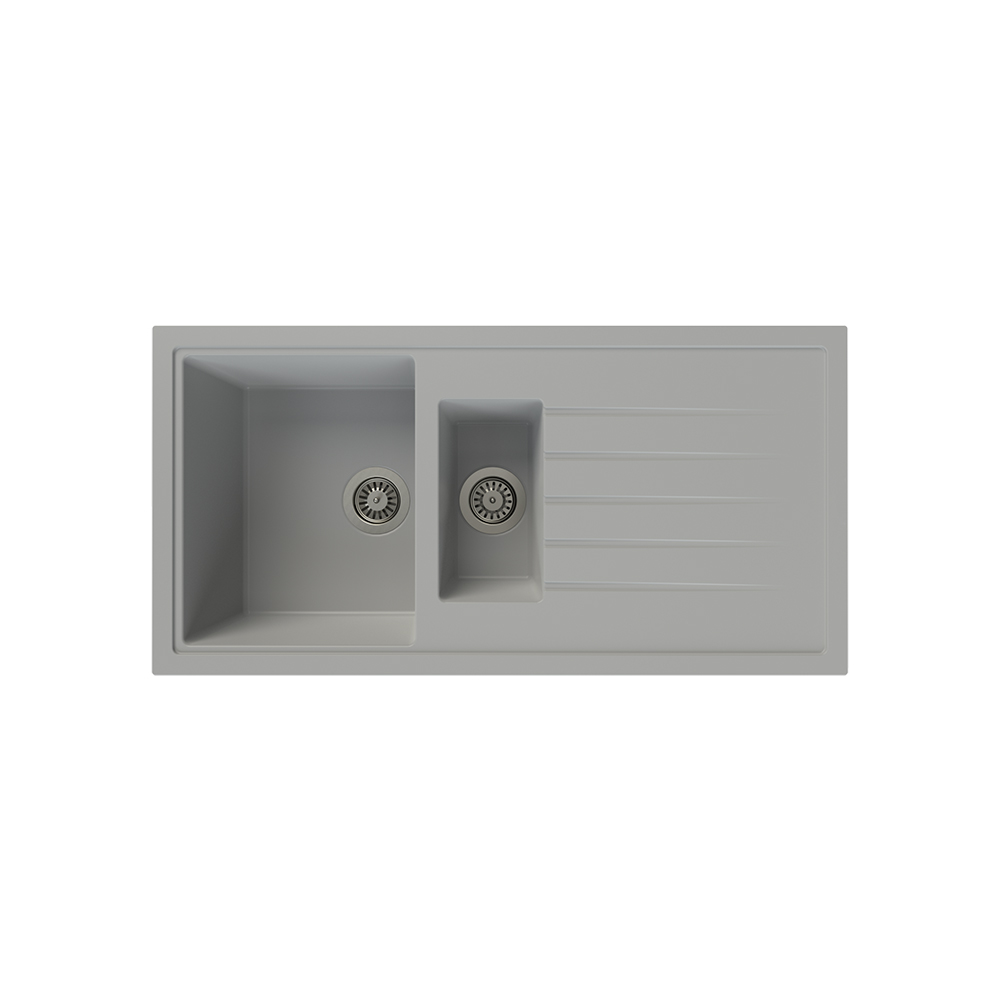 Aqua QuartzSirius 100x50 cm 1.5 Göz Gri Granit Eviye