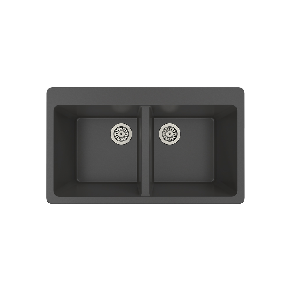 Aqua QuartzStars 86x50 cm Çift Gözlü Antrasit Granit Eviye