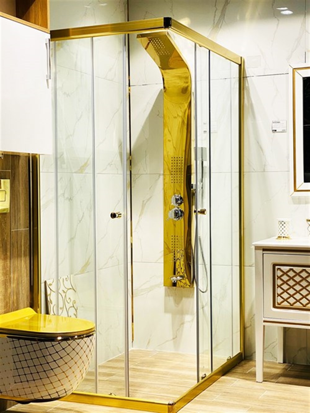 Bolla Masajlı Duş Paneli Gold Siyah Beyaz - Yapı Home