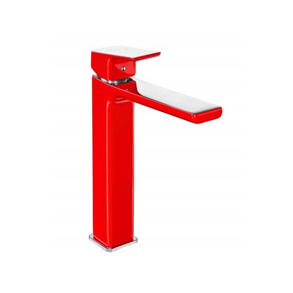 ECATiera Krom-Kırmızı Yüksek Tip Lavabo Bataryası