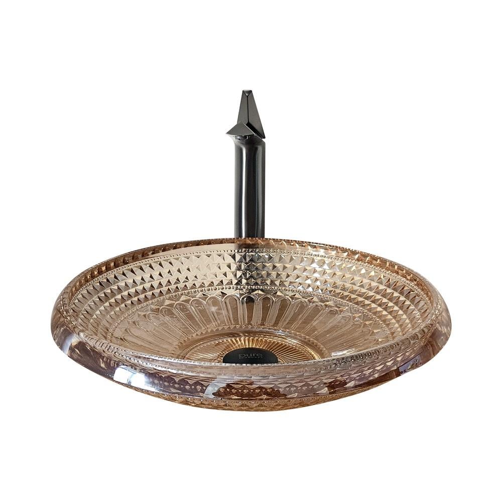 GraffeGraffe Crystaline Bej Dekoratif Oval Cam Lavabo