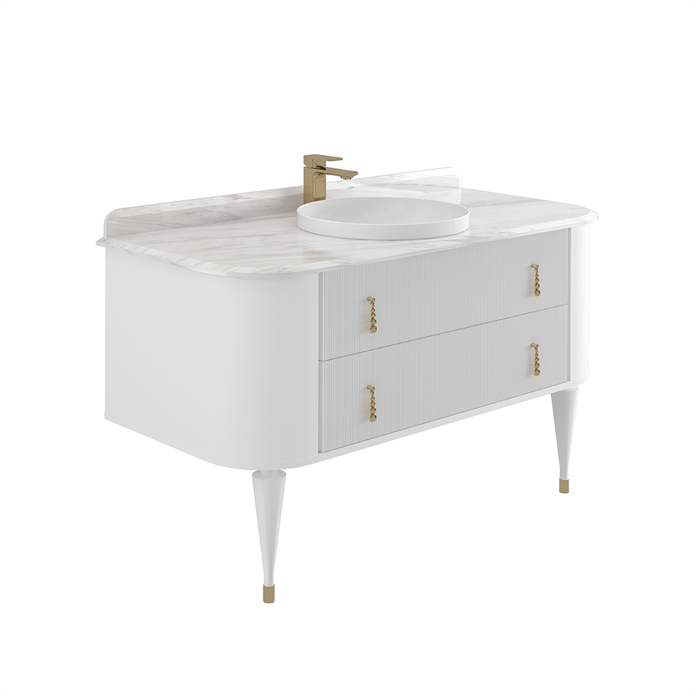 OrkaFelice 140 cm Ahşap Ayaklı Banyo Dolabı Alt Modülü