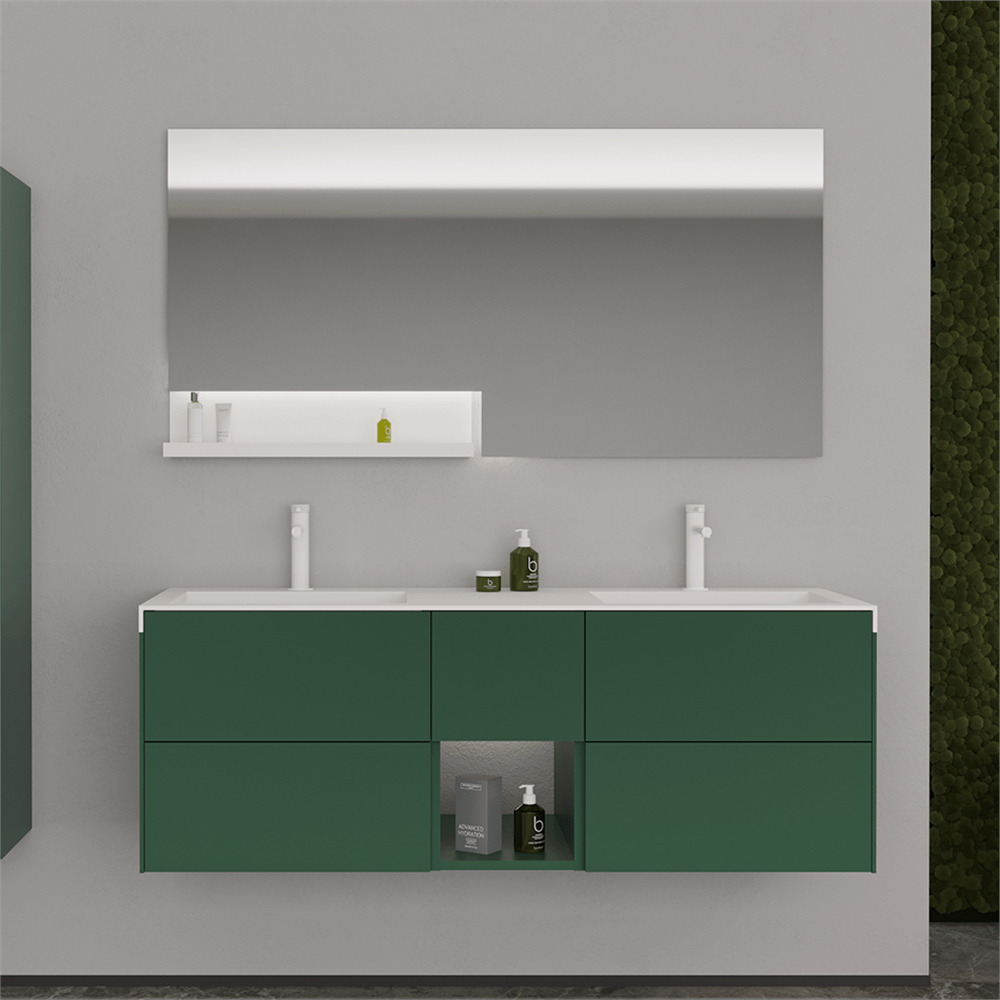 OrkaMilano 140 cm Çift Lavabolu Banyo Dolabı