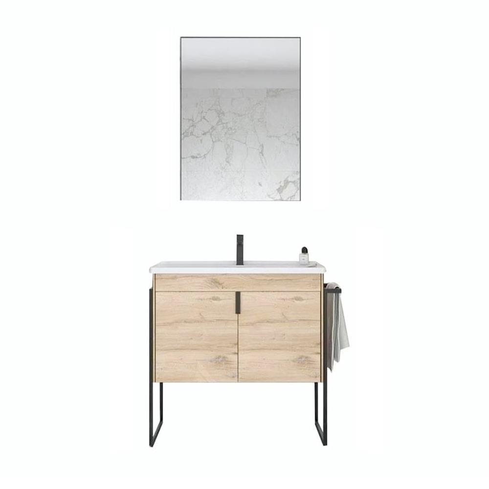 OrkaTrio 65 cm Ayaklı Kapaklı Banyo Dolabı