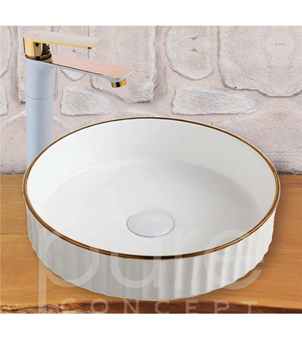 Pure | 36cm Beyaz Altın Çanak Lavabo