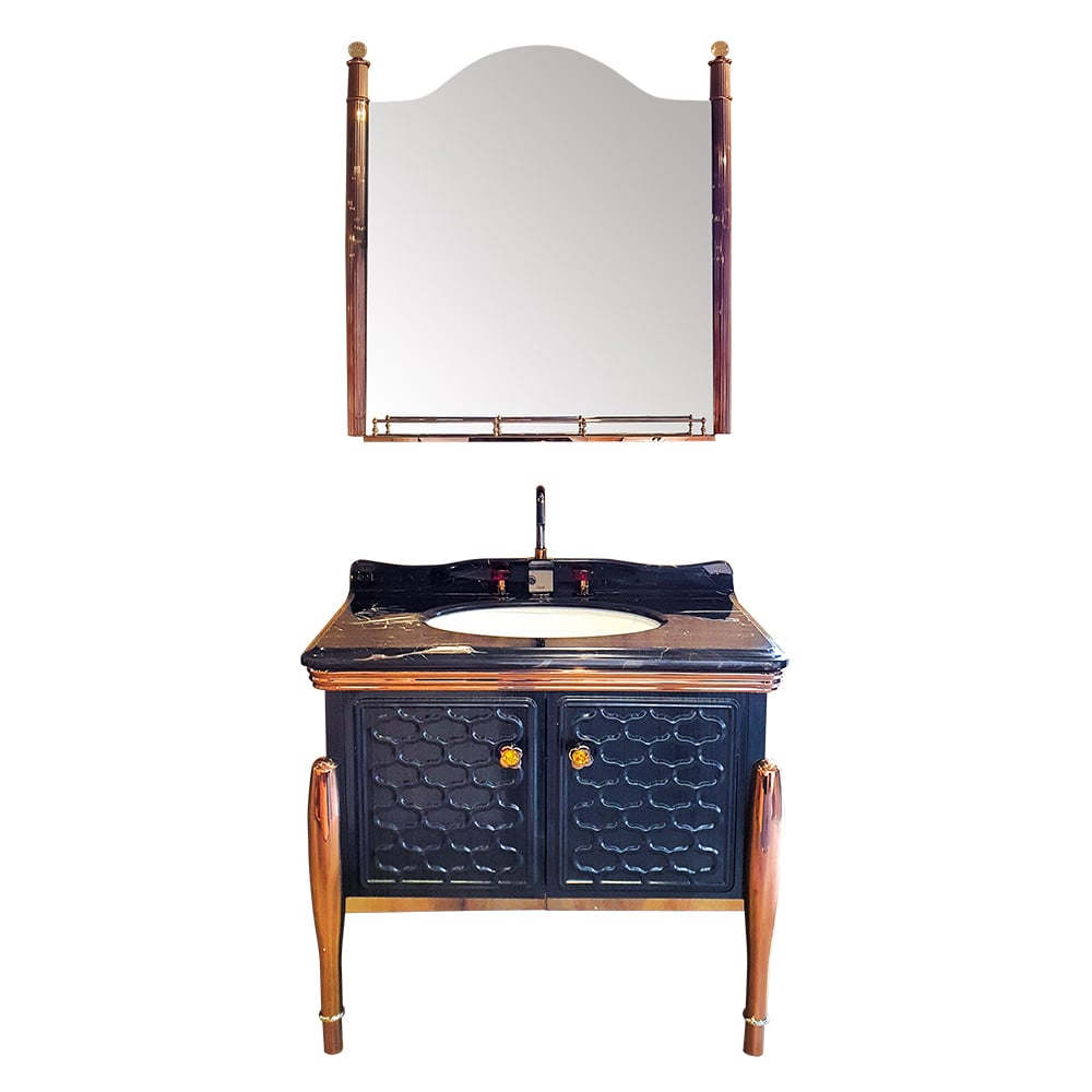 Pure | 96cm Rose Gold Metal Alt Ve Üst Banyo Ünitesi
