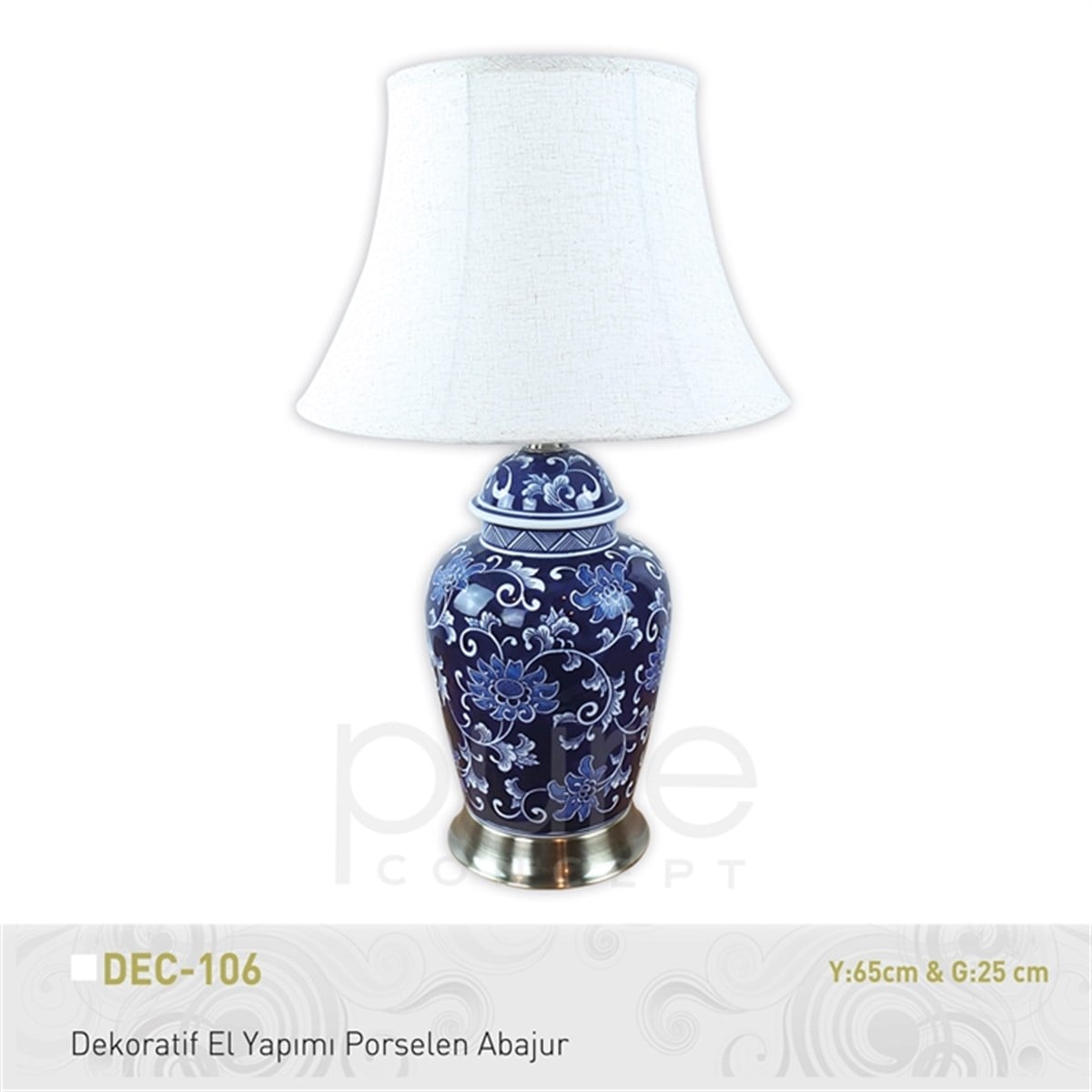 Pure | Dekoratif El Yapımı Porselen Abajur Y65xg25