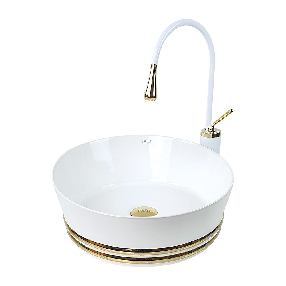 Pure ConceptBeyaz Gold Tezgah Üstü Çanak Lavabo