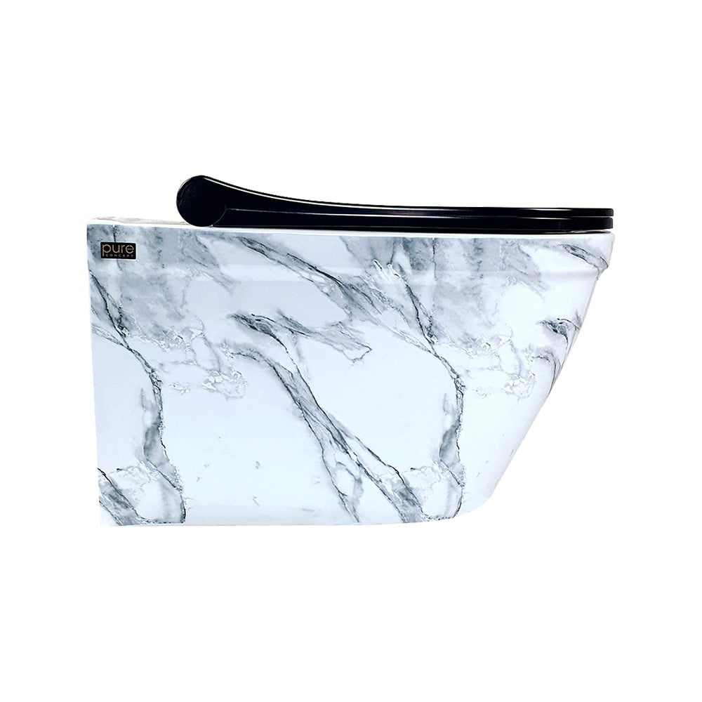 Pure ConceptCalacatta 52 cm Kanalsız Asma Klozet + Siyah Kapak