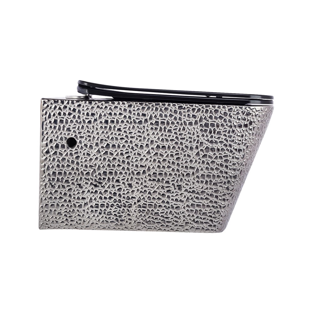 Pure ConceptCrocodile Gümüş Siyah 52 cm Kanalsız Asma Klozet