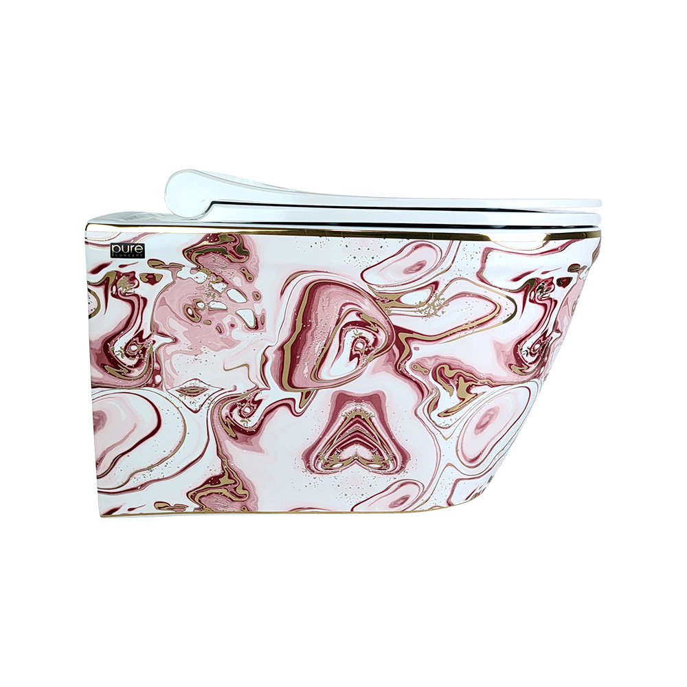 Pure ConceptEbru Pembe Altın 52 cm Kanalsız Asma Klozet