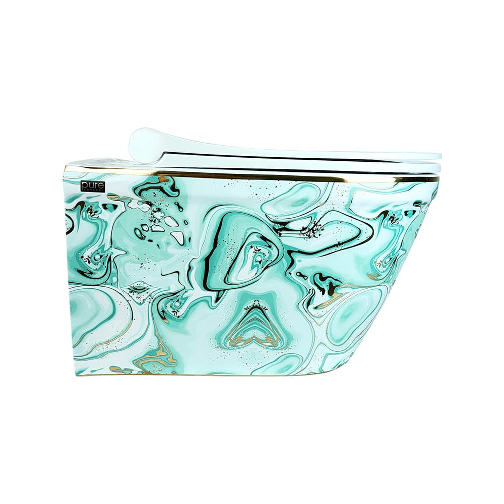 Pure ConceptEbru Yeşil Altın 52 cm Kanalsız Asma Klozet