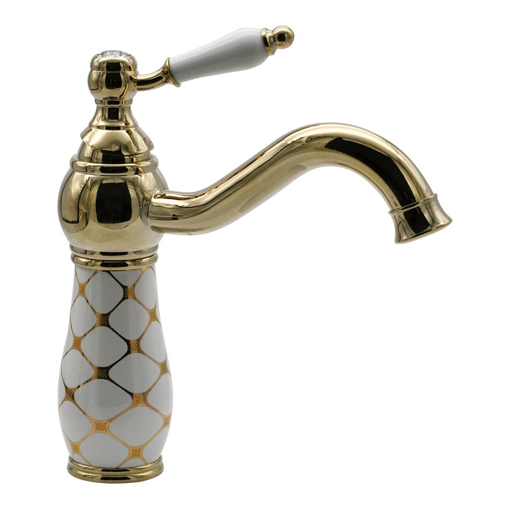 Pure ConceptGeometrik Beyaz Altın Lavabo Bataryası