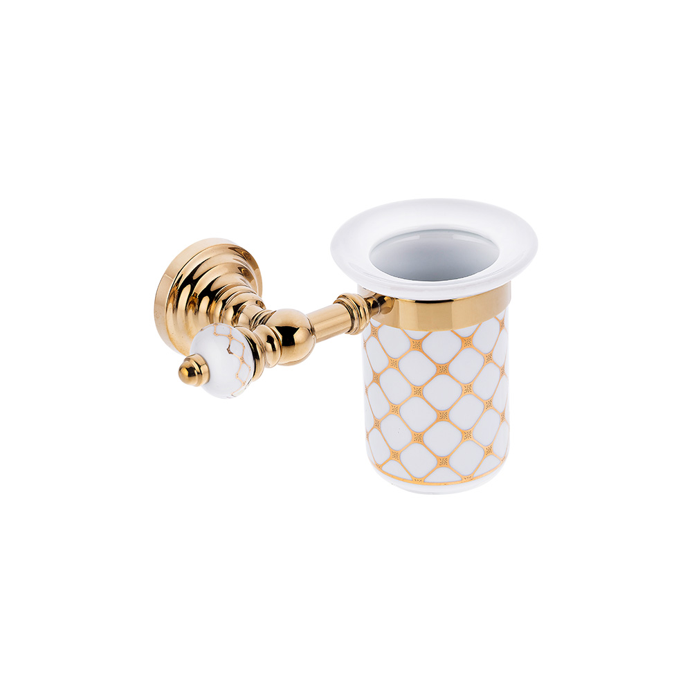 Pure ConceptGeometrik Beyaz Altın / Pvd Gold Montajlı Diş Fırçalık