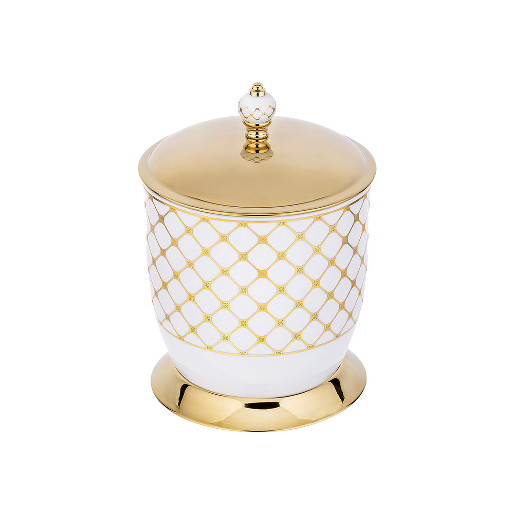 Pure ConceptGeometrik Beyaz Altın / Pvd Gold Çöp Kovası